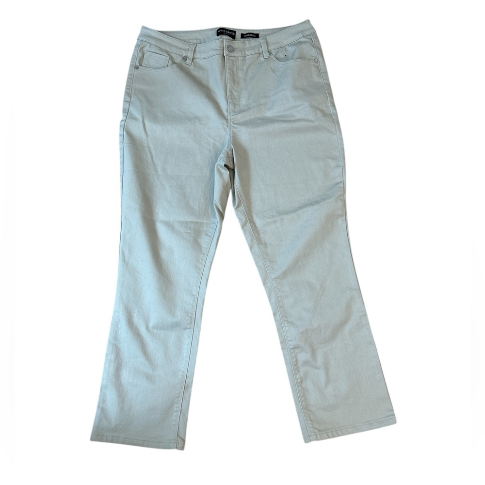 Susan Graver Jeans Khaki Colored Denim Straight Leg Jeans size 14